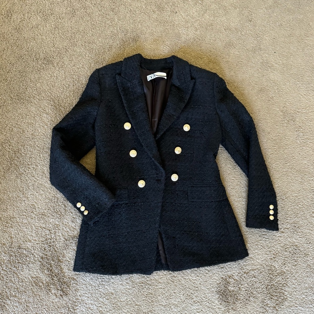 Zara Double Breasted Textured jacket